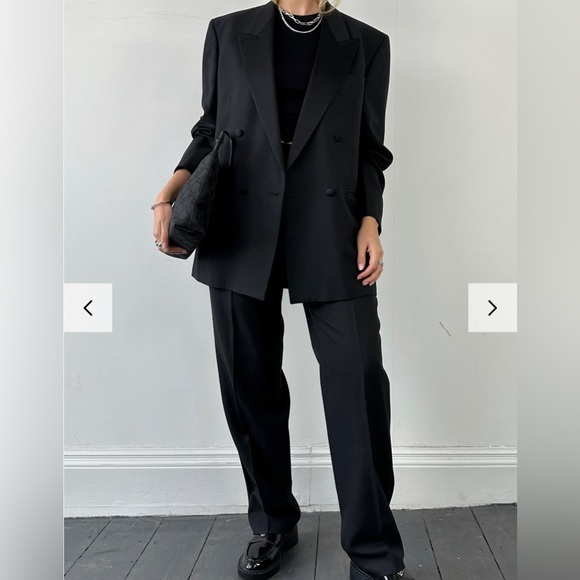 Vintage Christian Dior Monsieur Tuxedo Double Breasted Wool Blazer Jacket. Black - Picture 2 of 7